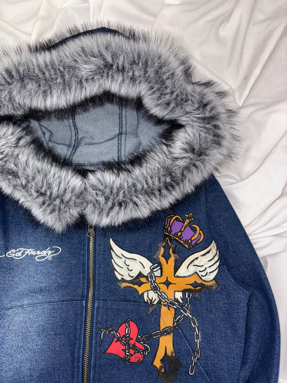 Ed Hardy Fur Denim Jacket – YZ Ed Hardy Fur Denim Jacket – YZ