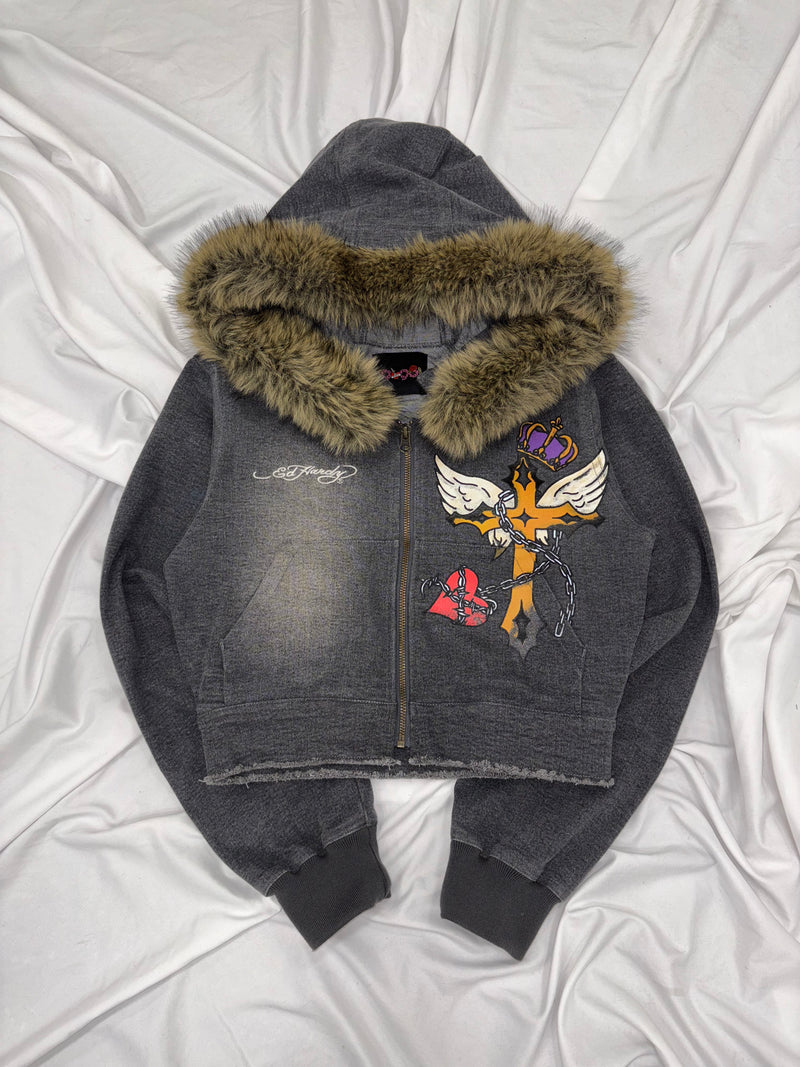 ×Ed Hardy 毛皮牛仔夹克 