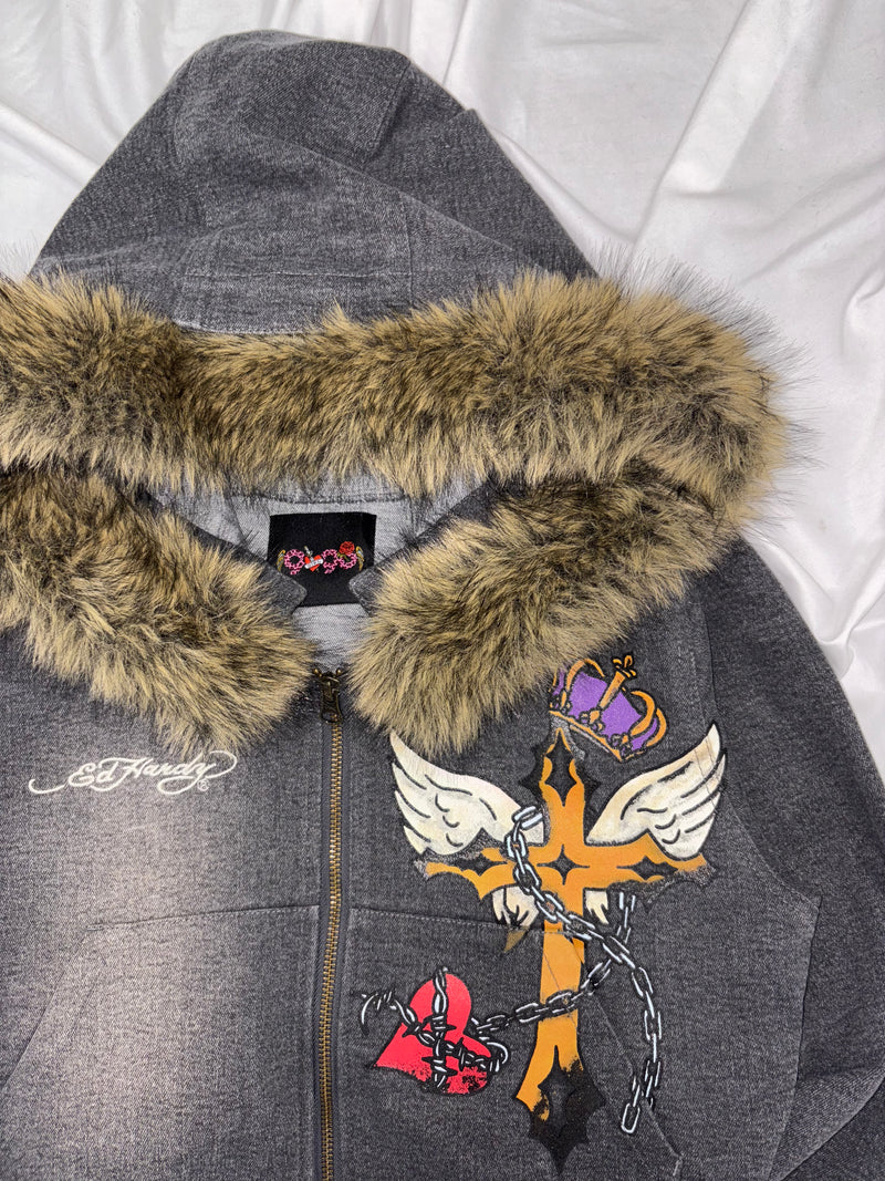 ×Ed Hardy 毛皮牛仔夹克 