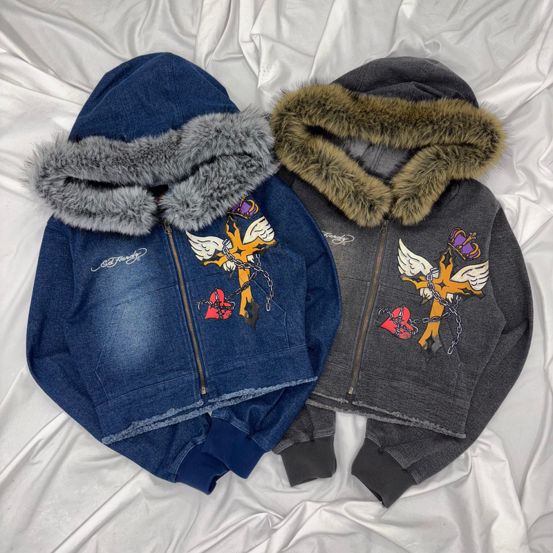 Ed Hardy Fur Denim Jacket – YZ Ed Hardy Fur Denim Jacket – YZ