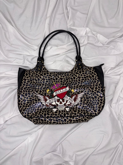 ×Ed Hardy Leopard Boston Bag 