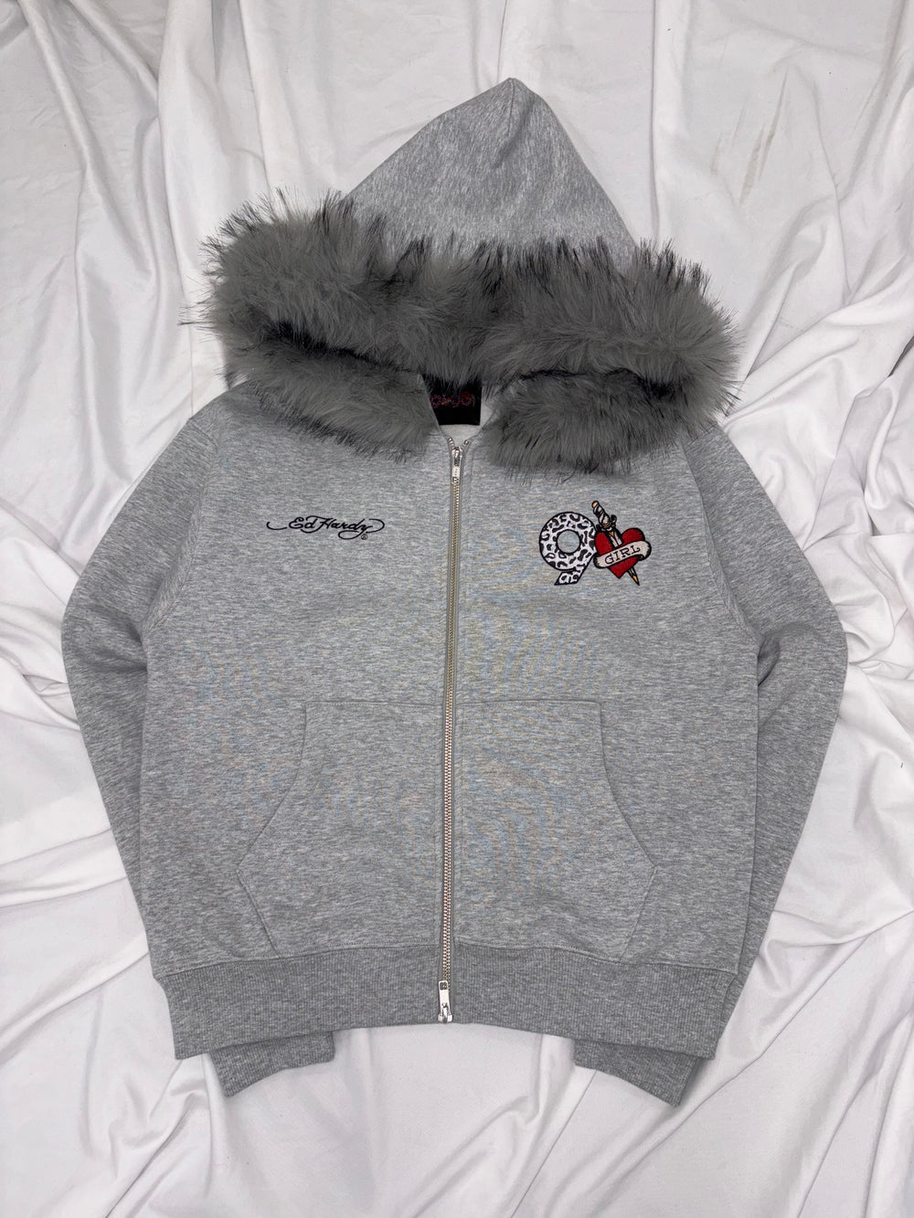 Ed Hardy 90 Logo Fur Zip Hoodie – YZ