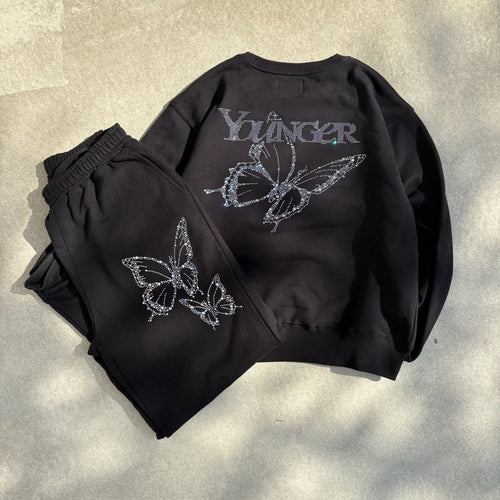 Butterfly logo rhinestone rich sweat