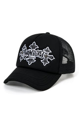 【9090xSUPPLIER】Cross Leather Patch Mesh Cap