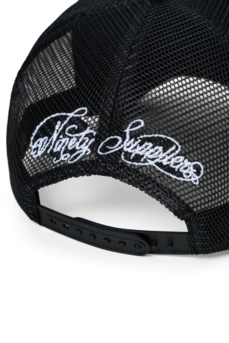 9090xSUPPLIER】Cross Leather Patch Mesh Cap – YZ