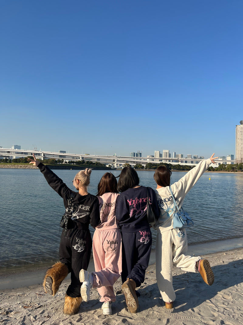 그라데이션 나비 로고 스웨트 팬츠 