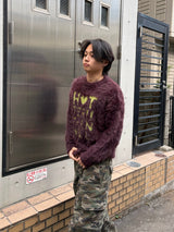 volume shaggy logo knit
