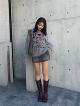 volume shaggy logo knit