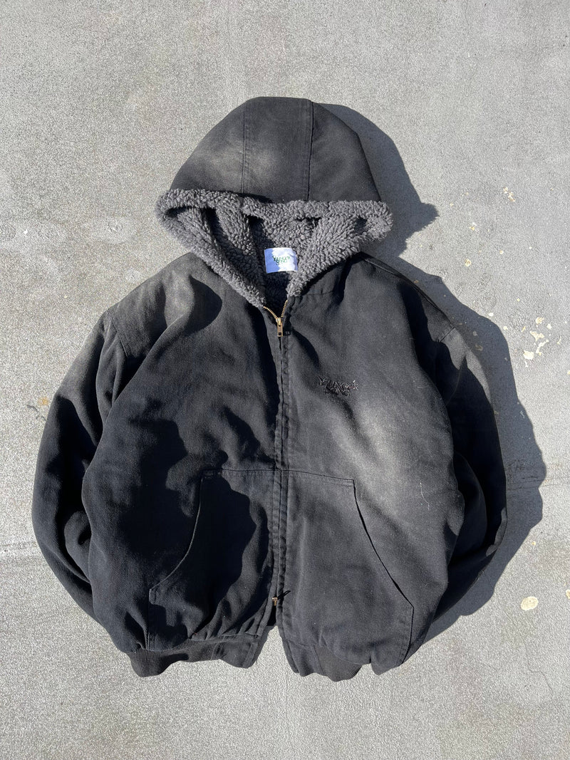 Universal logo boa duck hooded jacket