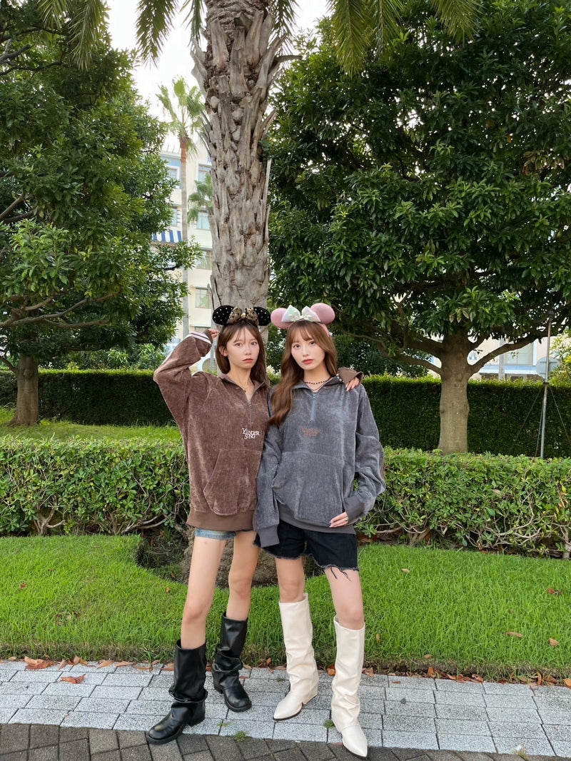 Velours lamé half zip track jacket