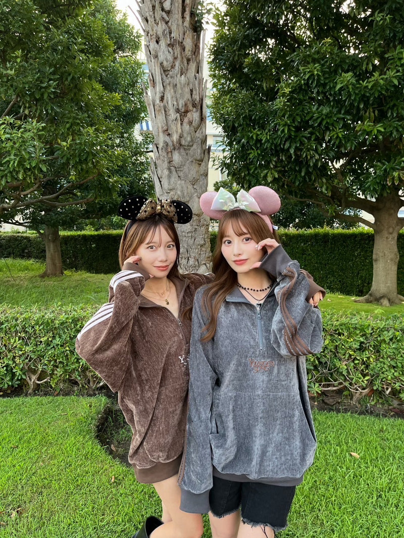 Velours lamé half zip track jacket