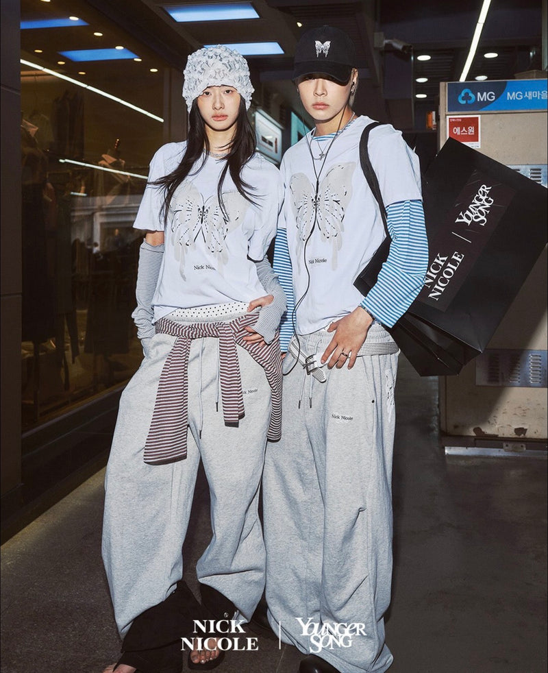 NICK&NICOLE × YOUNGER SONG] Dot Melting Butterfly Sweat Pants – YZ