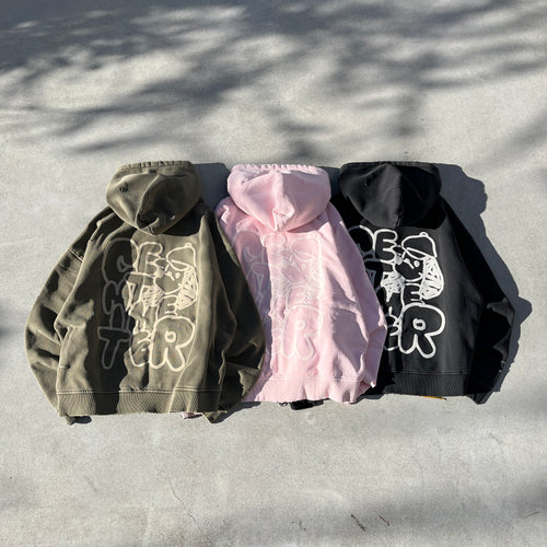 Damaged doodle pigment zip hoodie