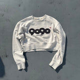 9090 OG Logo Patched Crewneck Sweat (Cropped)