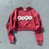 9090 OG Logo Patched Crewneck Sweat (Cropped)