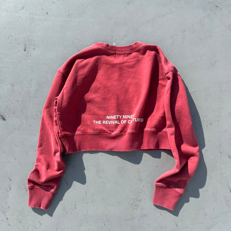 9090 OG Logo Patched Crewneck Sweat (Cropped)