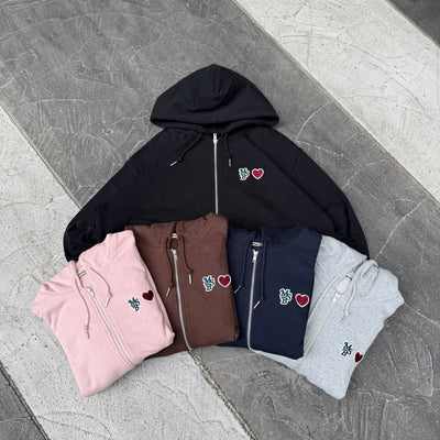 Heart patch logo zip hoodie