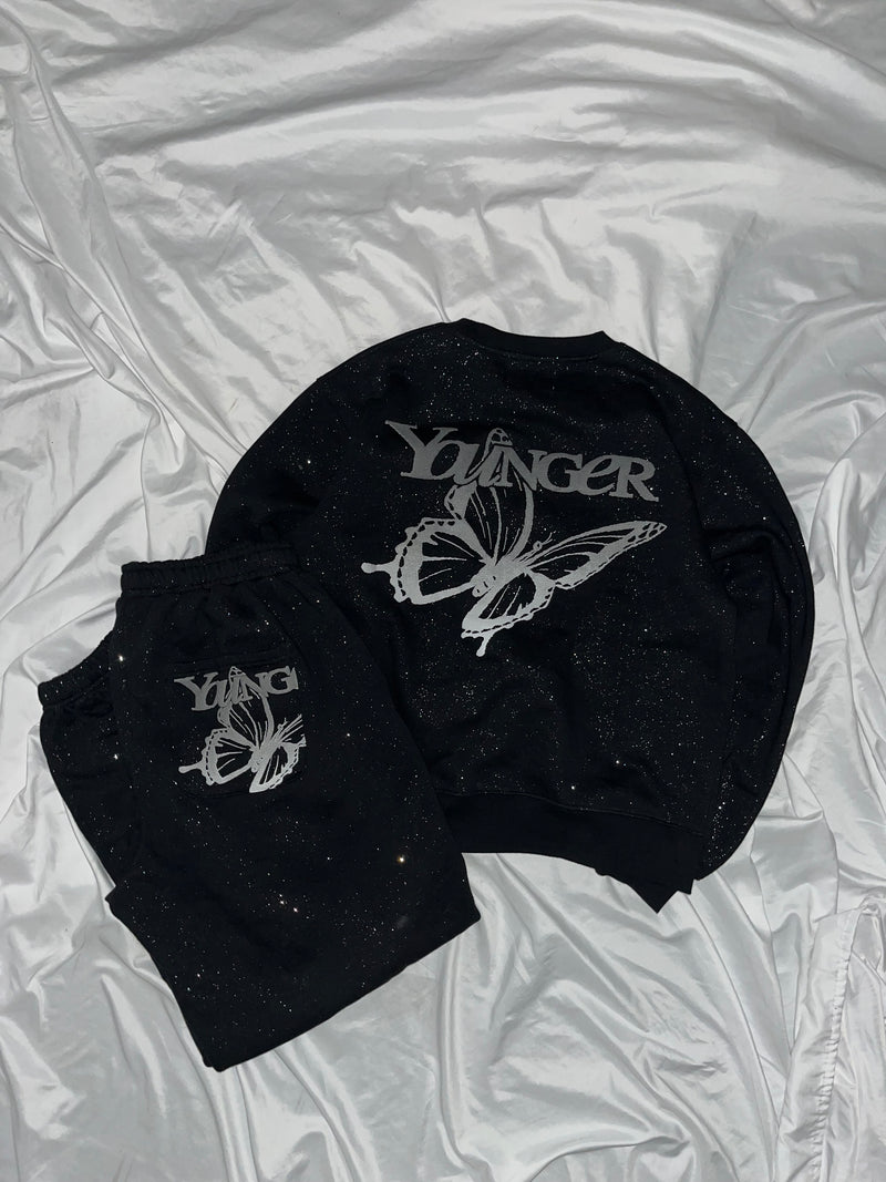 그라데이션 나비 로고 스웨트 팬츠 