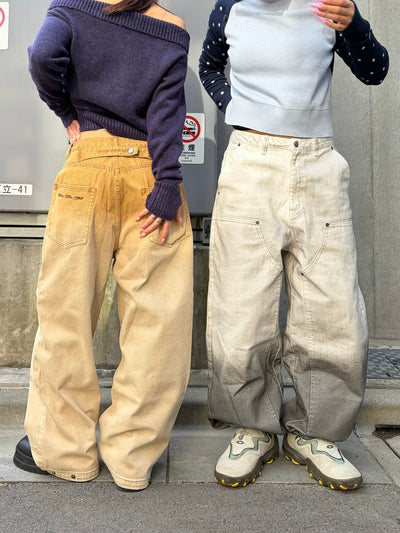 gradation double knee denim