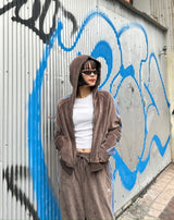 (Women) Velvet Pants - Hoodie zip-up setup CBDWWTP001