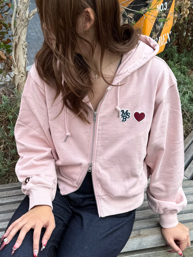 Heart patch logo zip hoodie – YZ