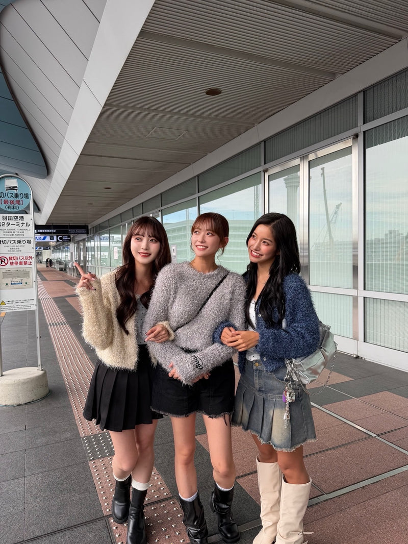 yung logo 2way lame cardigan