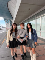 yung logo 2way lame cardigan