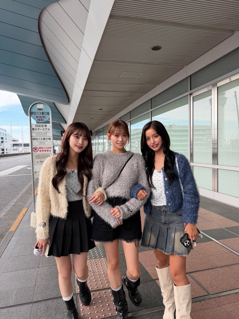 yung logo 2way lame cardigan