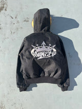 King Logo Slub Denim Far Zip Hoodie 