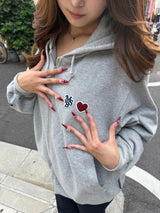 Heart patch logo zip hoodie