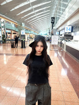 Front butterfly logo rhinestone ss tee