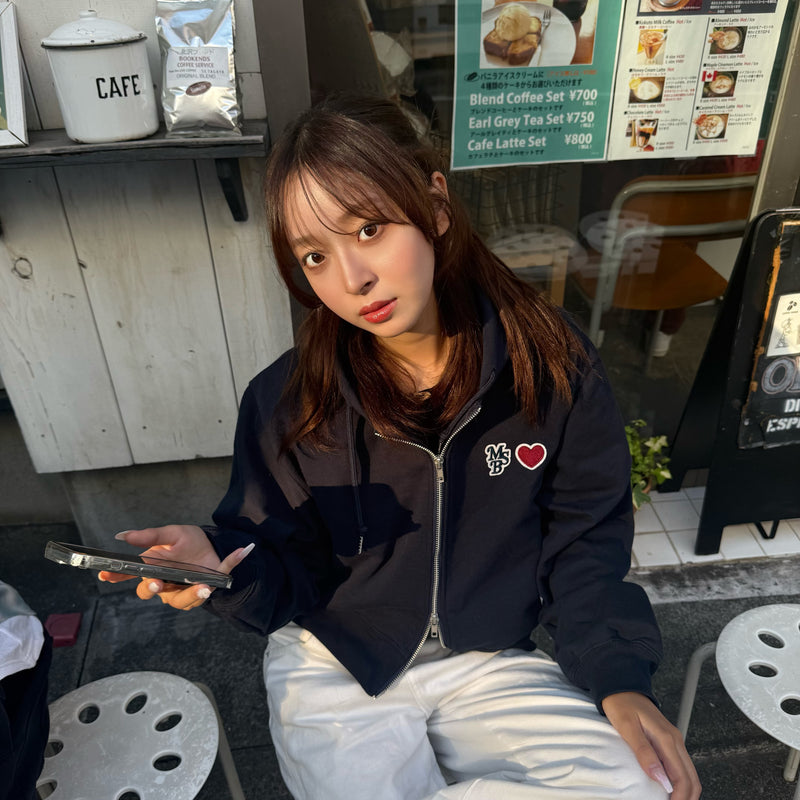 Heart patch logo zip hoodie