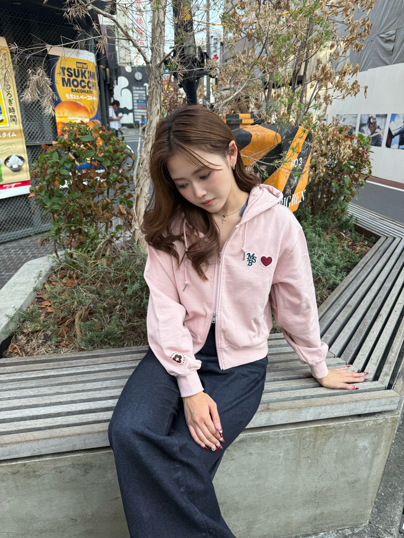 Heart patch logo zip hoodie – YZ