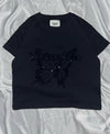 Front butterfly logo rhinestone ss tee