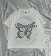 Front butterfly logo rhinestone ss tee