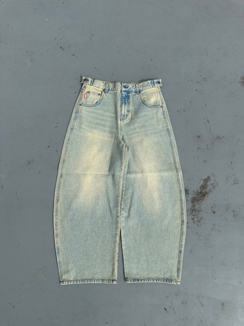 King Logo Slub Denim Buggy Pants