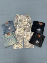 King Logo Slub Denim Buggy Pants