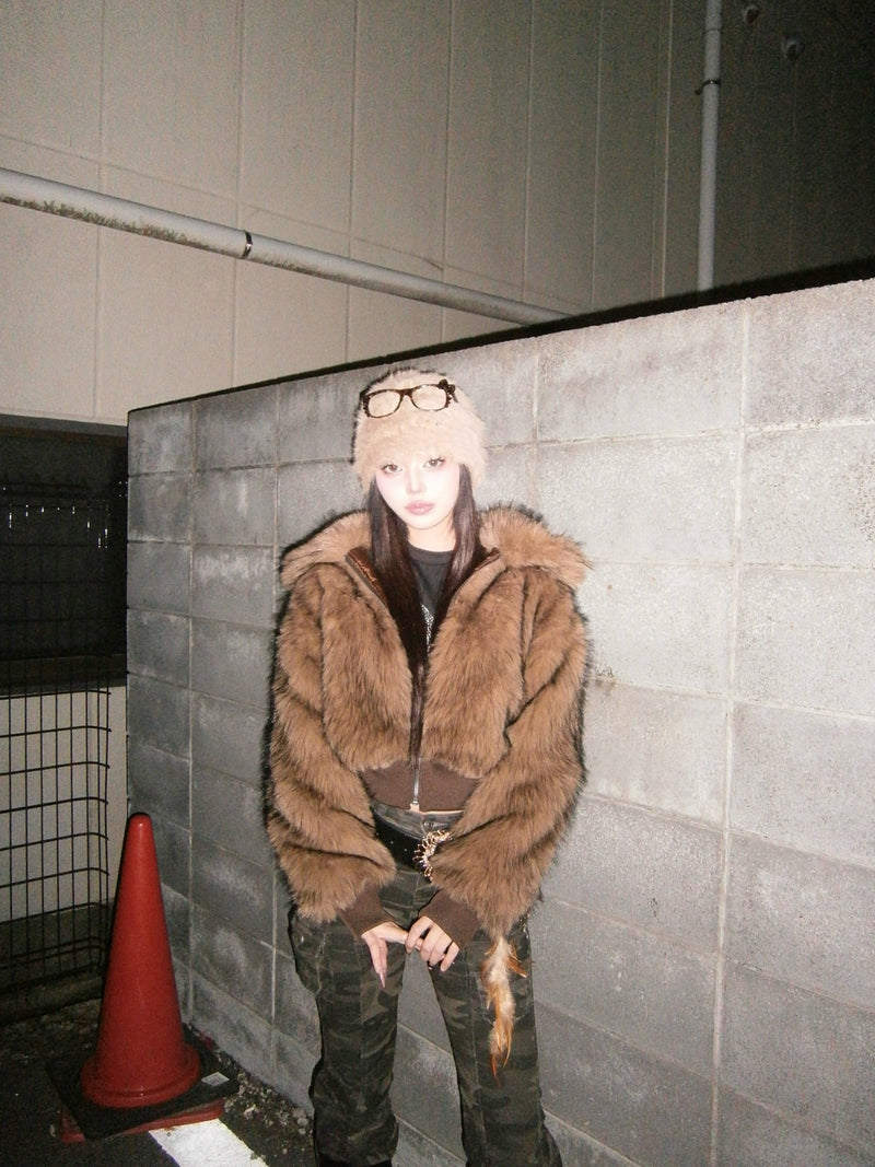 Leopard Faux Fur Short Blouson