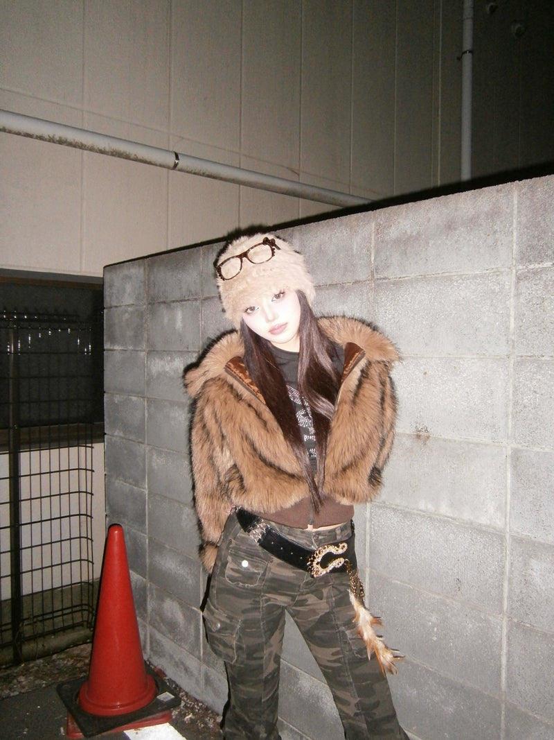 Leopard Faux Fur Short Blouson