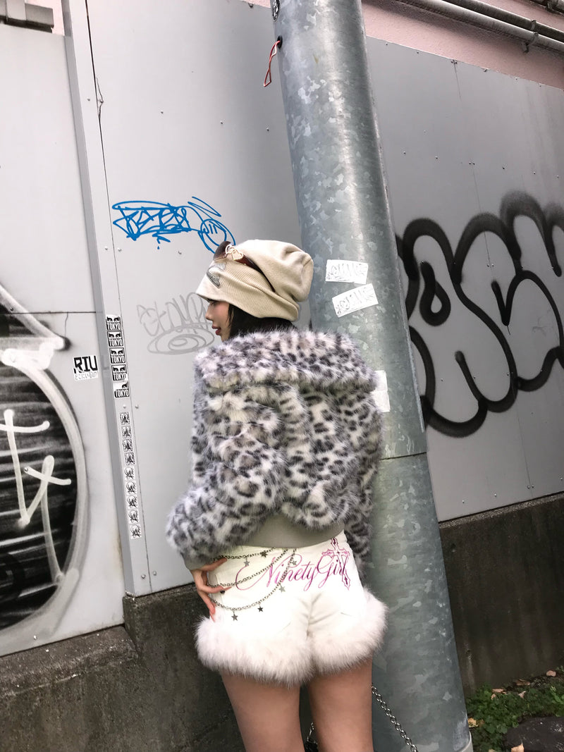 Leopard Faux Fur Short Blouson