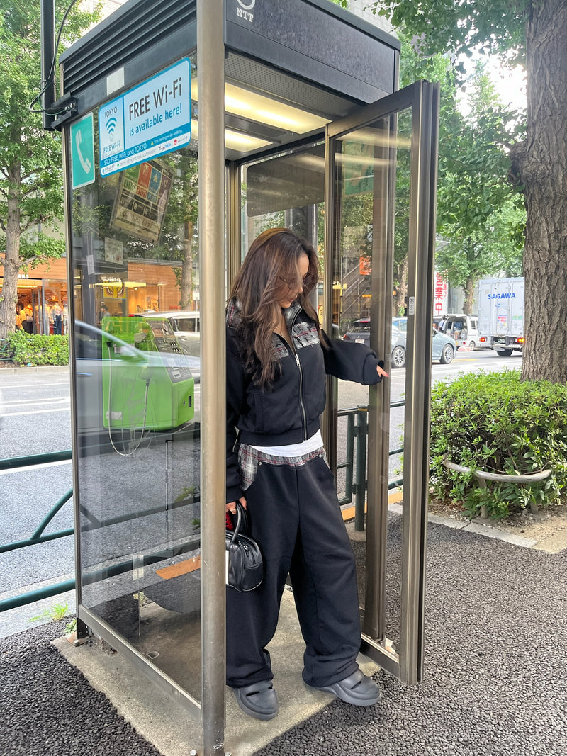 check switching sweat pants