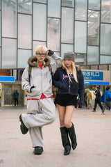 Tribal logo fur zip hoodie