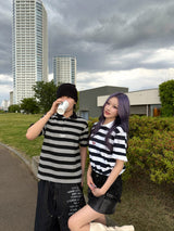 YS multi border box polo shirt