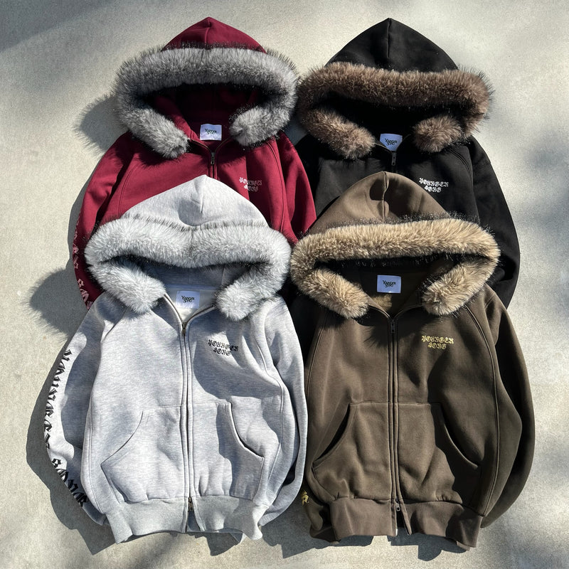 OE logo far zip hoodie