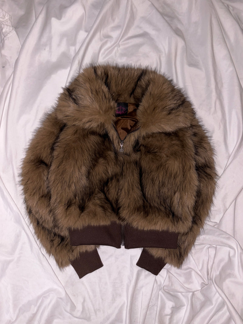 Leopard Faux Fur Short Blouson