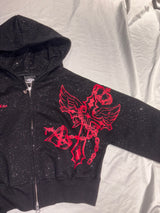 9090girl × umbro Cross Logo Glitter Zip Hoodie