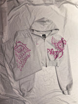 9090girl × umbro Cross Logo Glitter Zip Hoodie