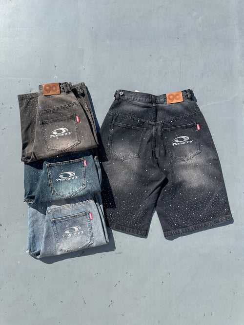 Heisei Logo Rhinestone Buggy Jorts 