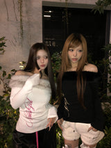 크로스 퍼 오프숄더 티 