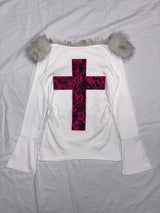 크로스 퍼 오프숄더 티 